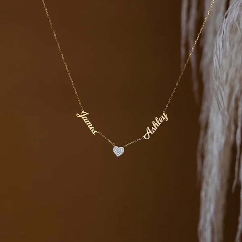 Aangepaste naam & effenen hart charme ketting