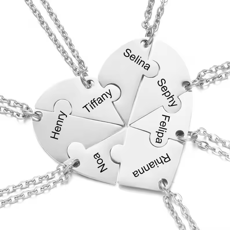 Herzförmige Namenskette, die Freundschaft/Familie/Liebe symbolisiert – wo sich Liebe und Freundschaft kreuzen