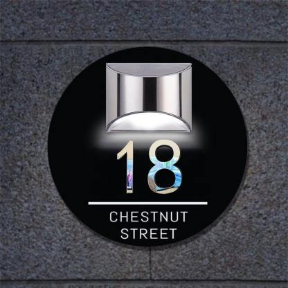 Personalized Round Solar 3D House Sign