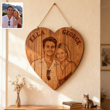 Personal isierte Paar Foto herzförmige Holztafel