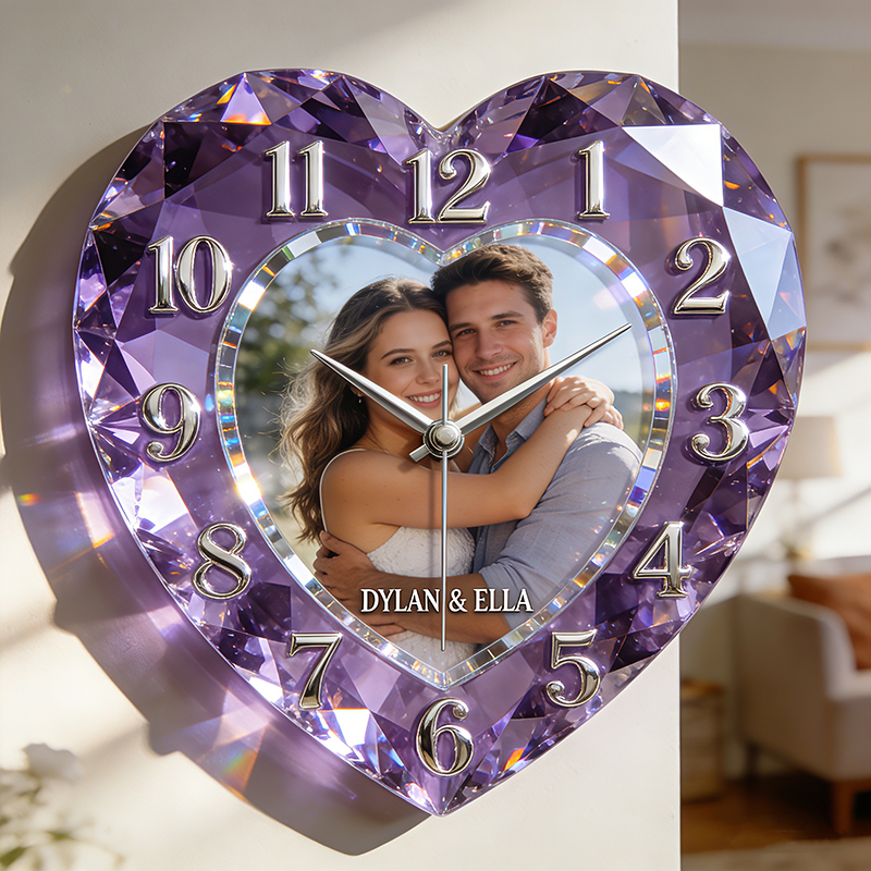 Personal isierte Kristall-Stil Foto Wanduhr-Ihr Gedächtnis, klar wie Kristall