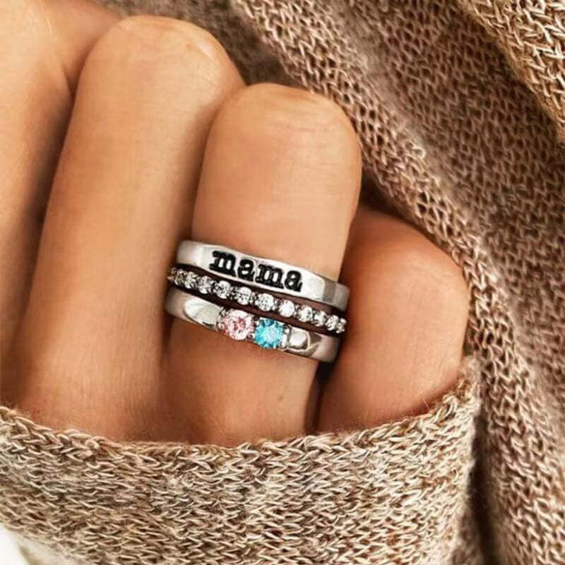 Grandmother Rings with Birthstones for Grandchildren