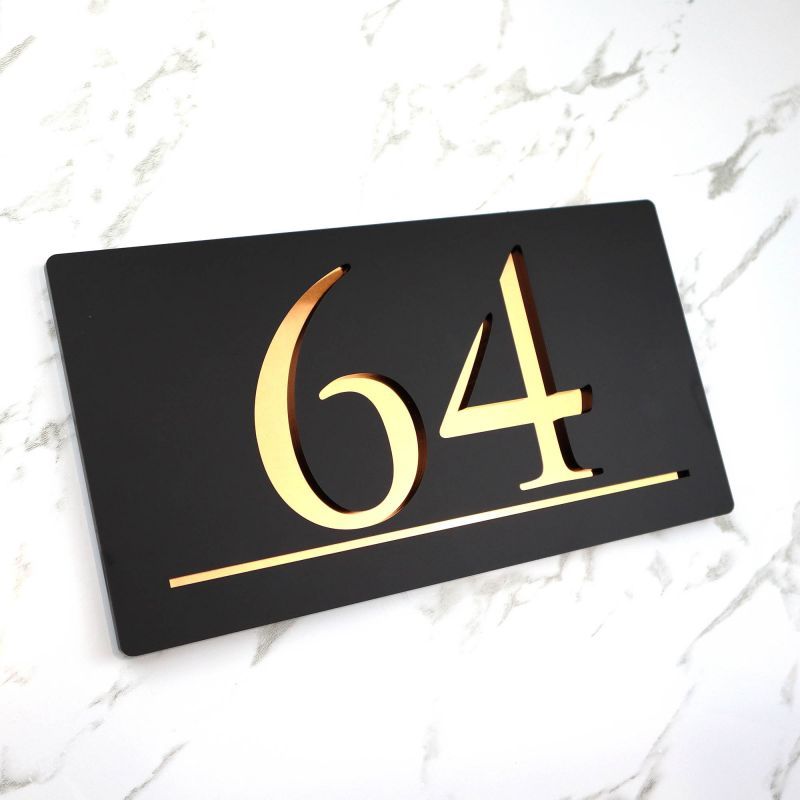 Custom house sign door address mirror plaque