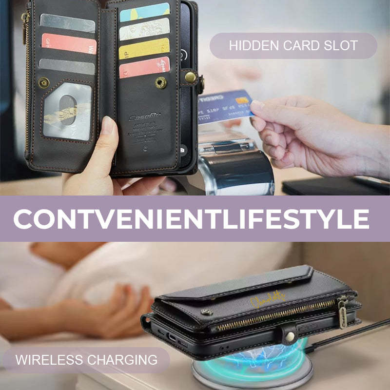 Personalisierter Briefkartenhalter Reißverschluss Portemonnaie Crossbody Handyhülle - Für iPhone und Samsung