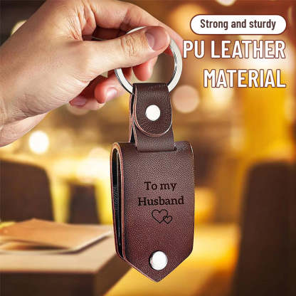 Personalisierter Schlüsselanhänger aus Leder mit Foto und Text als Geschenk zum Jahrestag für Paare