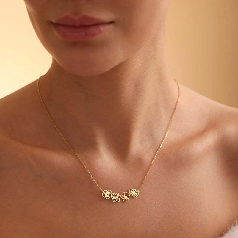 Geburtsblumen-Familienkette, Geschenk für Mama und Oma