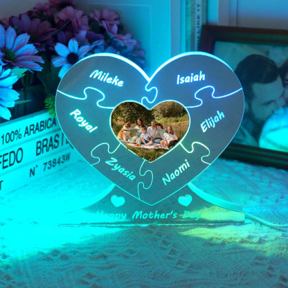 Personalisiertes Familienpuzzle, personalisiertes Fotospiegellicht – Muttertagsgeschenk
