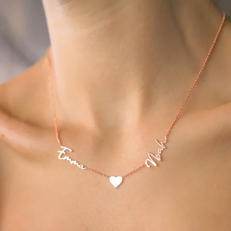 Aangepaste naam & effenen hart charme ketting