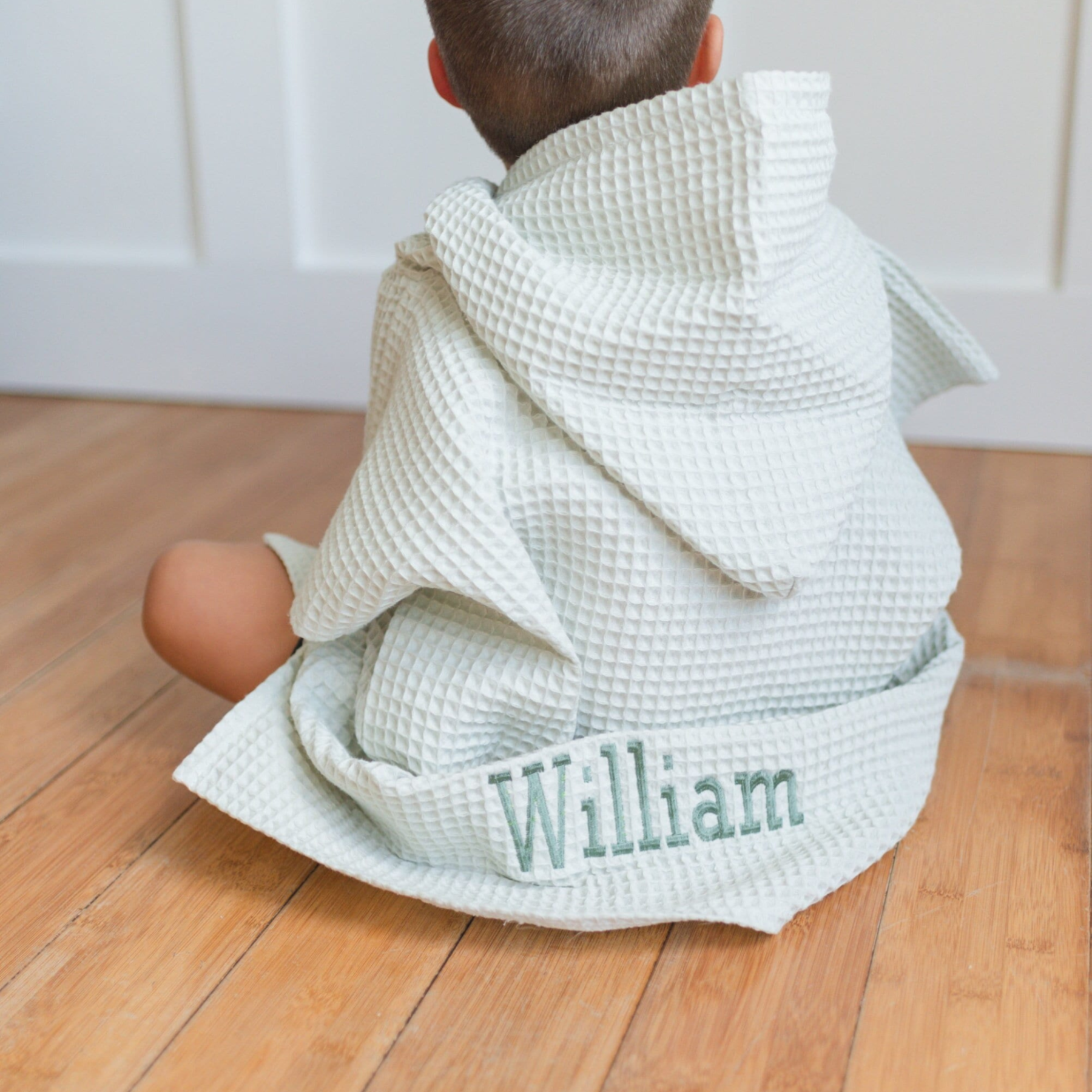 Personalized Embroidery Kids Waffle Bathrobe Cape - Suitable For Children Aged 2-7