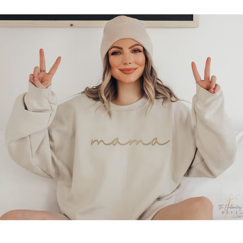 Personalisierter Mama Bestickter Sweatshirt Hoodie