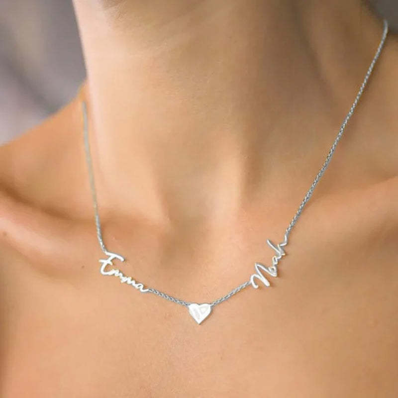 Aangepaste naam & effenen hart charme ketting