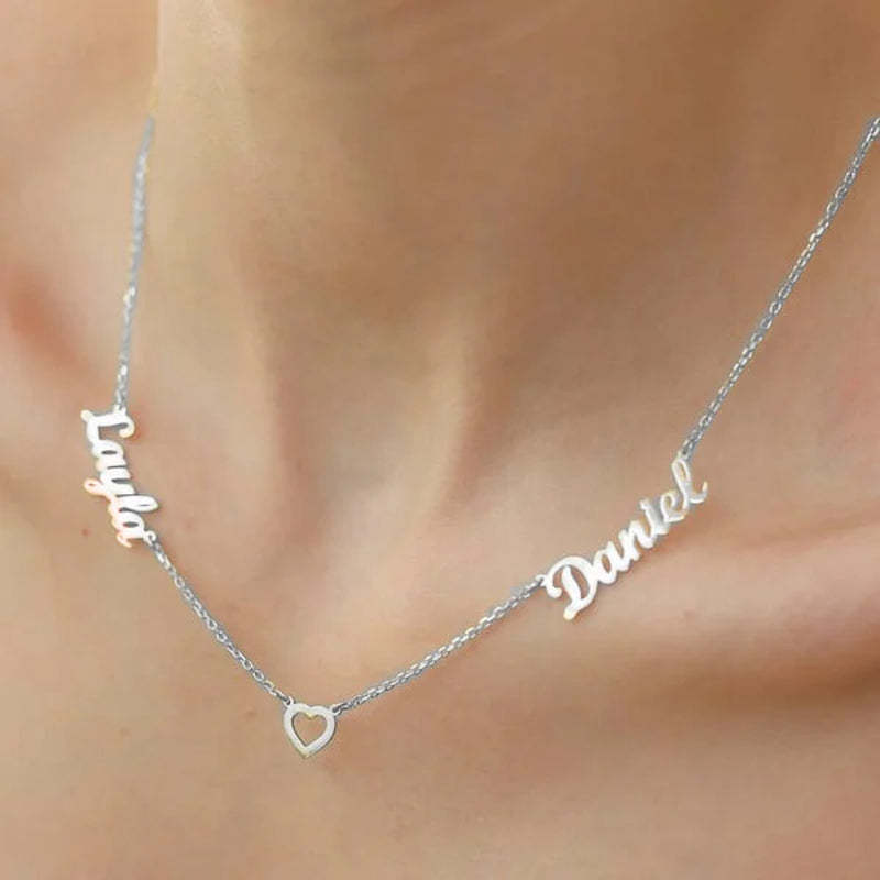 Aangepaste naam & effenen hart charme ketting