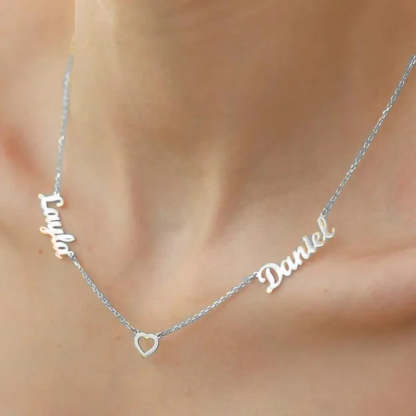 Aangepaste naam & effenen hart charme ketting