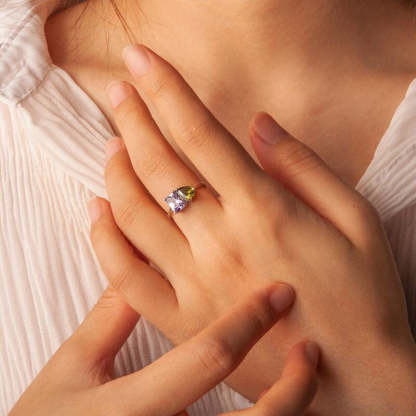 Personalized Couples Birthstone Ring