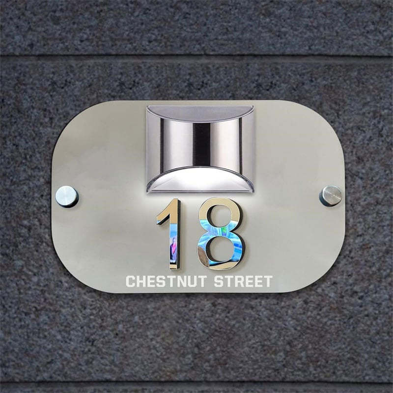 Personalized Solar 3D House Number Sign