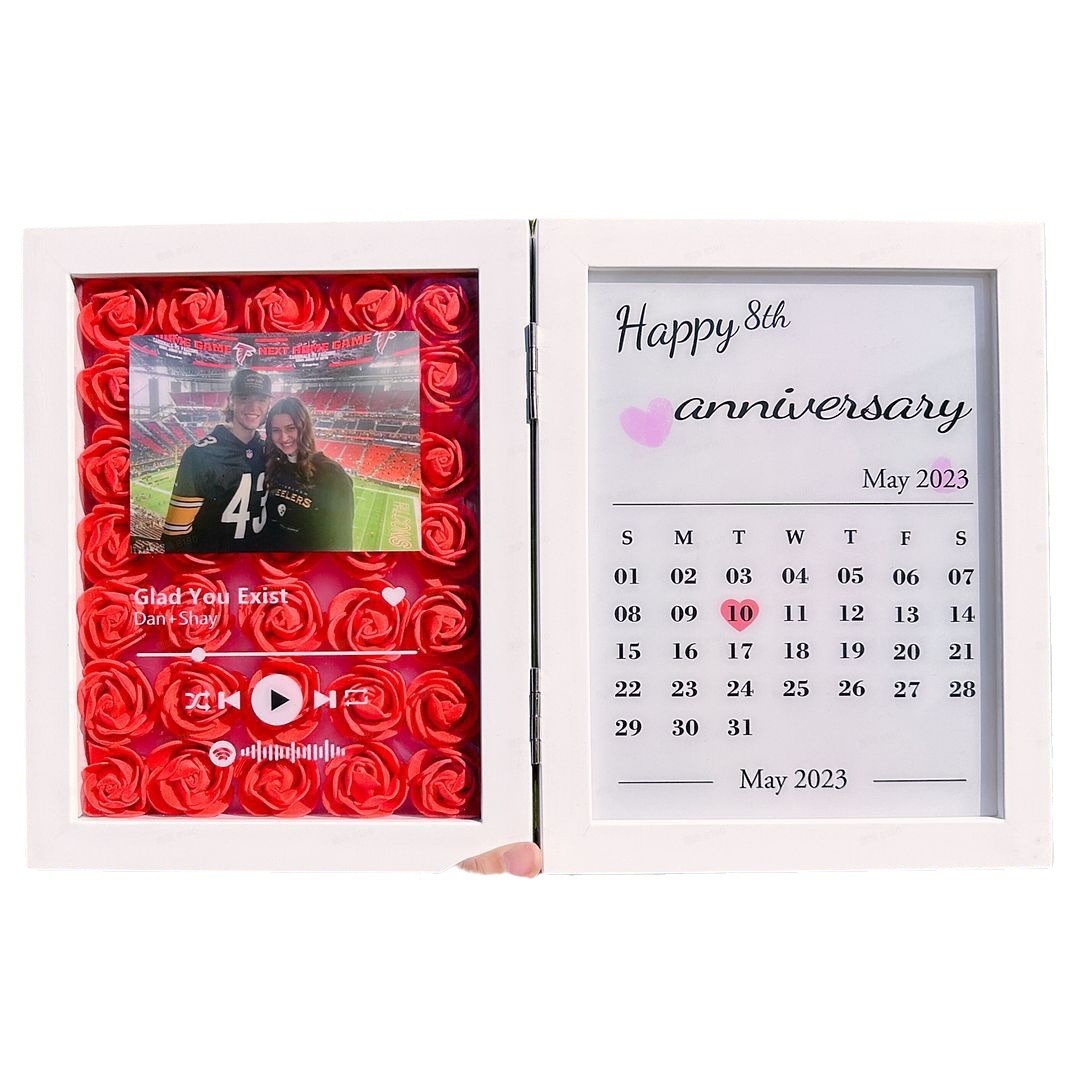 Individuelle Herz-Blumen-Schattenbox mit Foto