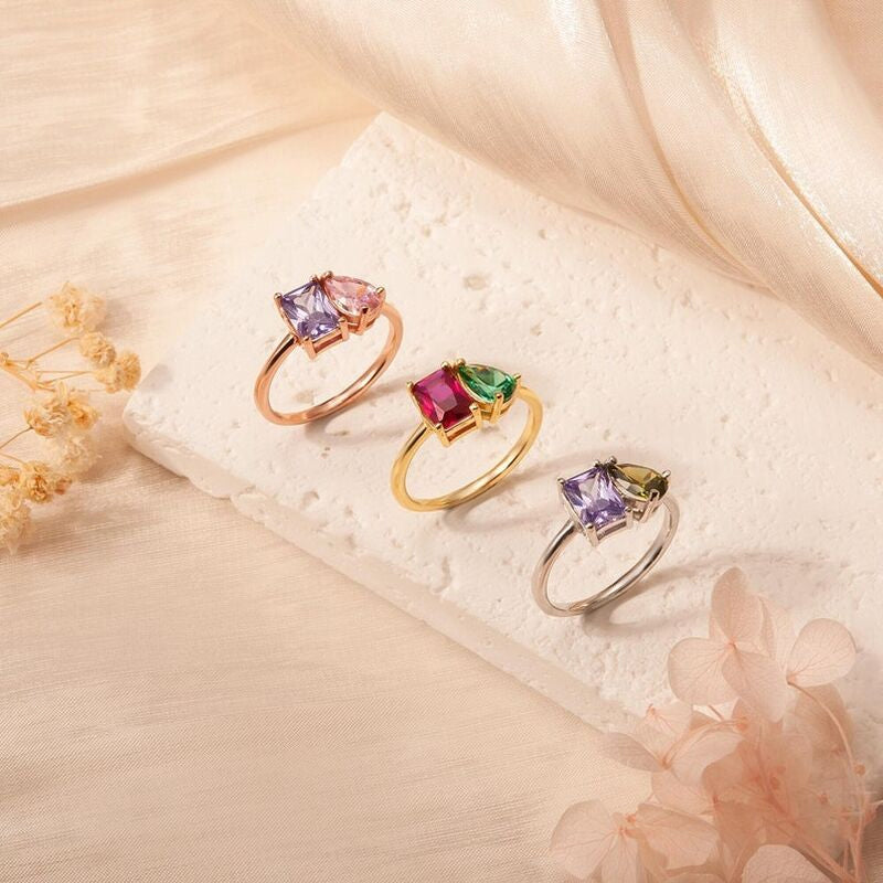Personalized Couples Birthstone Ring