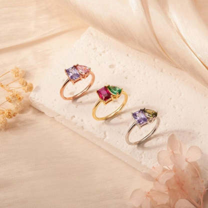 Personalized Couples Birthstone Ring