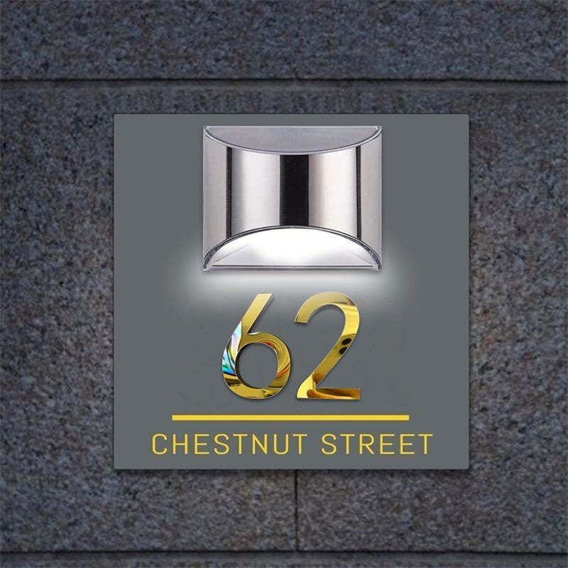 Personalized Rectangular Solar 3D House Sign