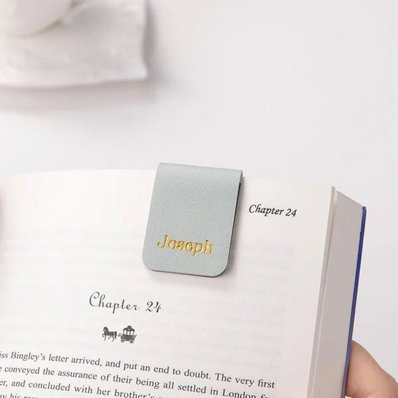 Personalized Minimalist Magnetic Leather Bookmark with Engraved Name Birthday Graduation Gift for Book Lovers Bookworm