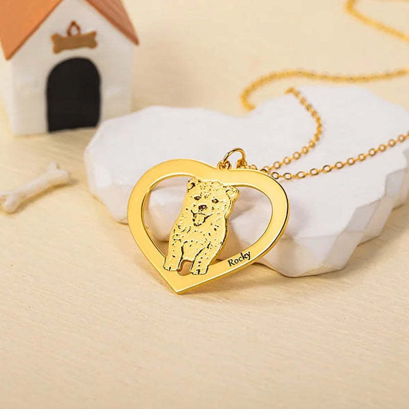 Personalisierte gravierte Herz-Halskette für Hunde und Katzen mit Namen, Geburtstagsgeschenk für Tierliebhaber