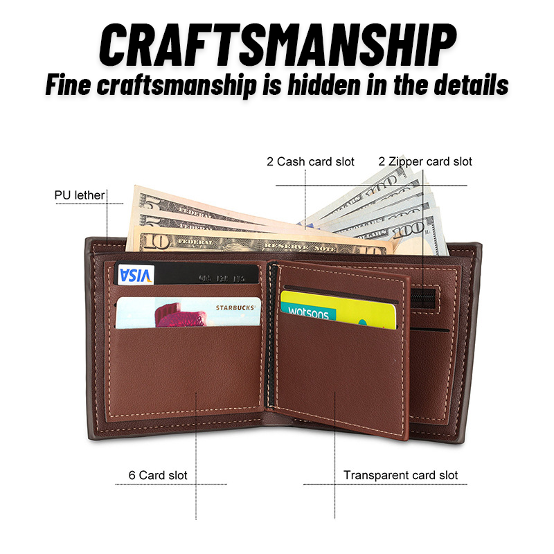 Personalisiertes Herren Portemonnaie, Portemonnaie aus PU-Leder mit individueller Bild- und Textgravur, Valentinstag, Jubiläumsgeschenk