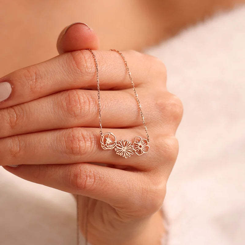 Geburtsblumen-Familienkette, Geschenk für Mama und Oma