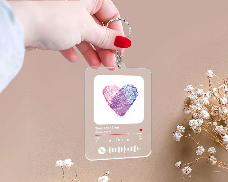Personalisierter Schlüsselanhänger mit Fingerabdruck-Herz für Paare