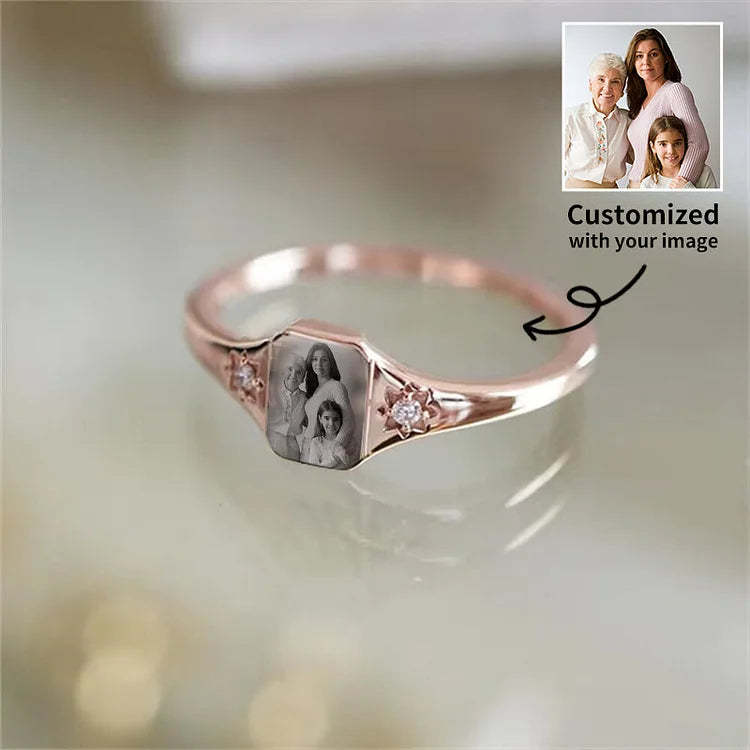 👩❤️👧Mother & Daughter Forever Linked Together-Personalized Birthstone Photo Ring