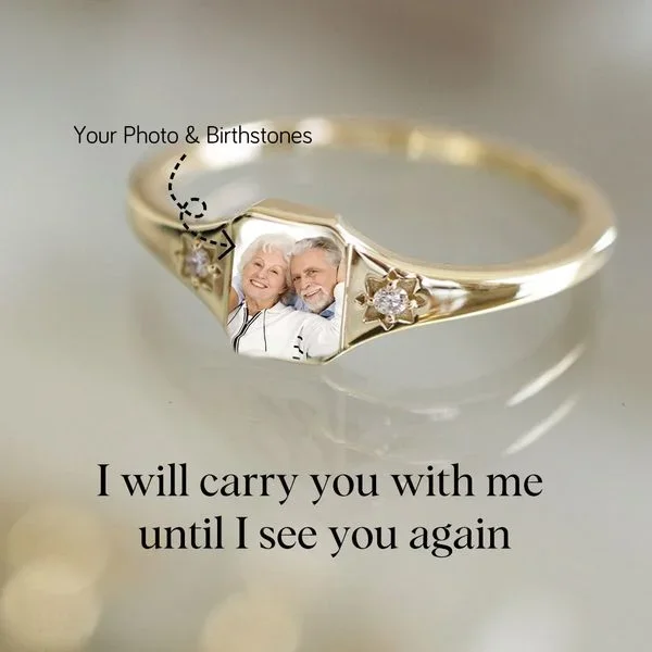 👩❤️👧Mother & Daughter Forever Linked Together-Personalized Birthstone Photo Ring