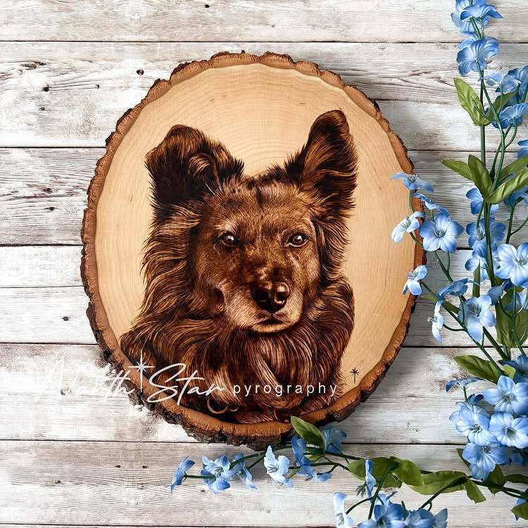 Personalisiertes Haustier Baumstumpf Wachstumsring Portrait