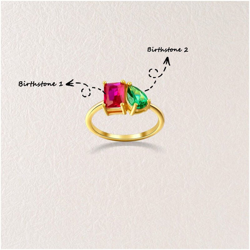Personalized Couples Birthstone Ring