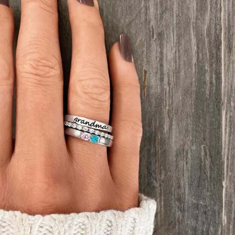 Grandmother Rings with Birthstones for Grandchildren