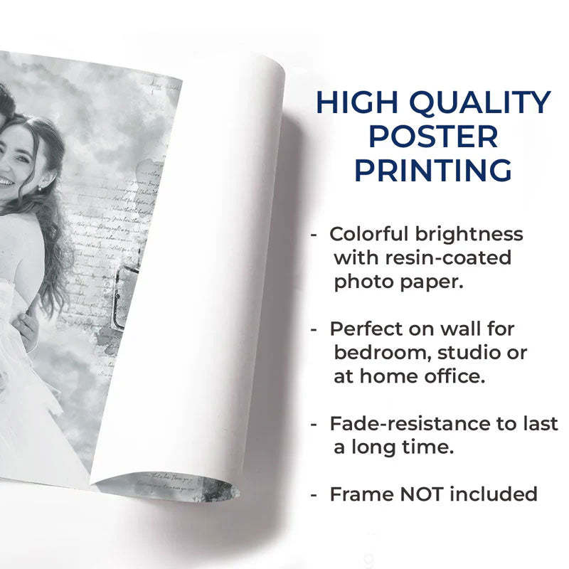 Personalisiertes horizontales Fotoposter für Paare – Erinnerungsgeschenk für Mann oder Frau, Freund oder Freundin