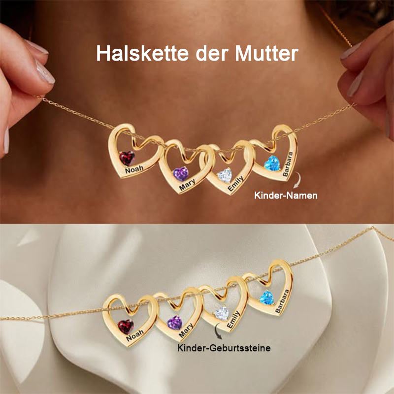 Personalisierte Herz-Namens-Geburtsstein-Halskette für Mama Oma