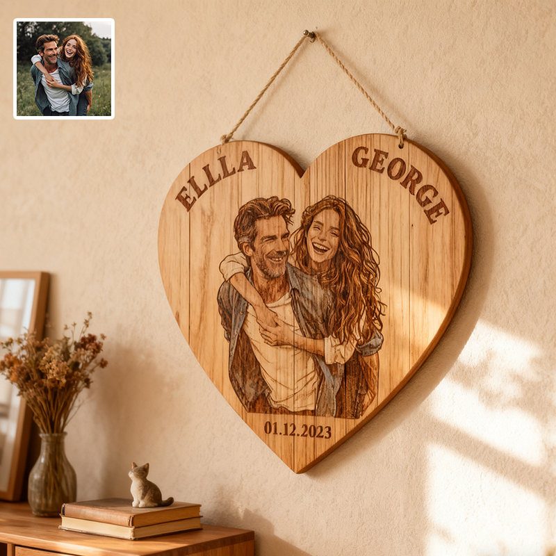 Personal isierte Paar Foto herzförmige Holztafel