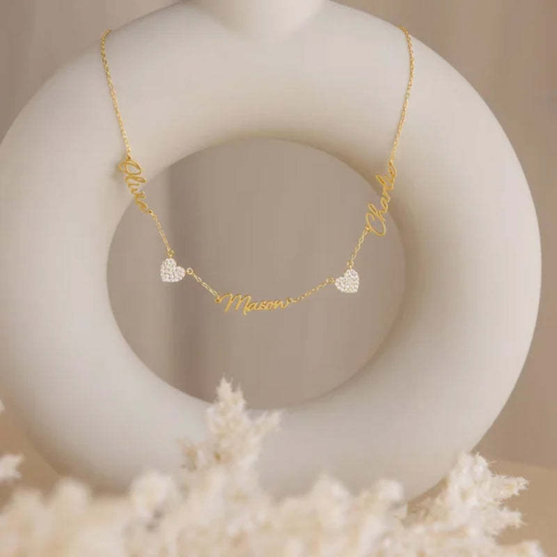 Aangepaste naam & effenen hart charme ketting