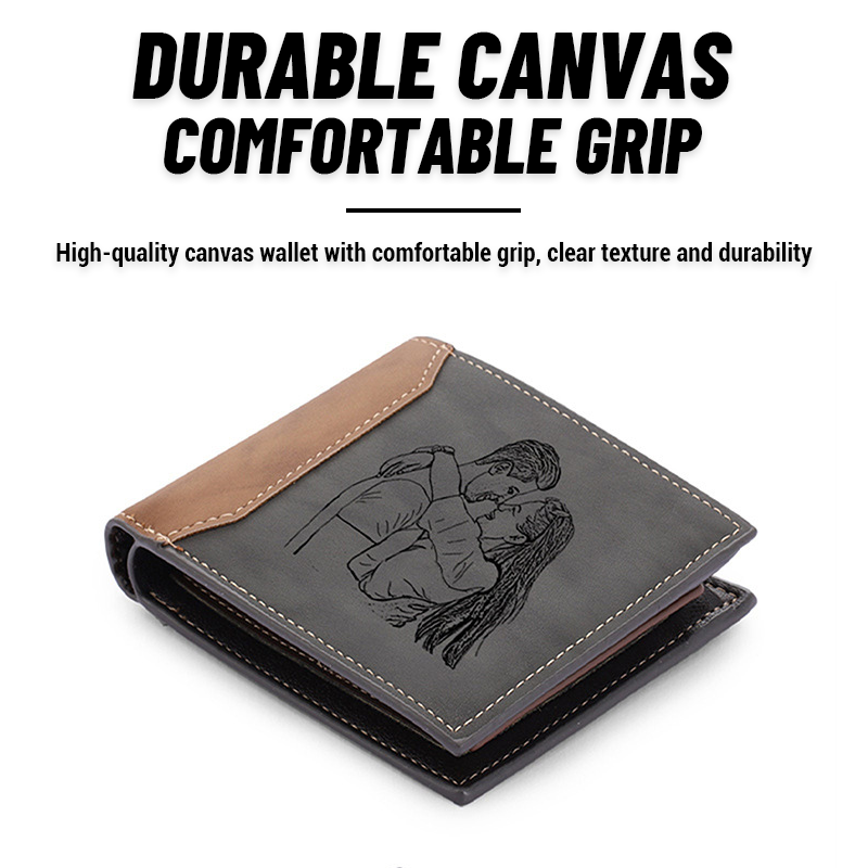 Personalisiertes Herren Portemonnaie, Portemonnaie aus PU-Leder mit individueller Bild- und Textgravur, Valentinstag, Jubiläumsgeschenk