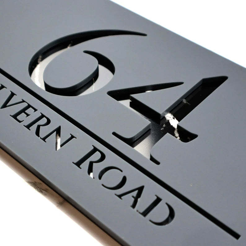 Custom house sign door address mirror plaque