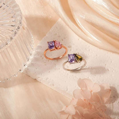 Personalized Couples Birthstone Ring