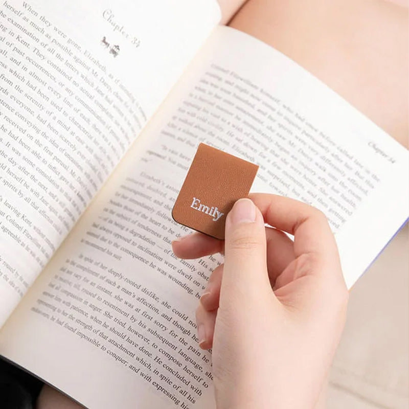 Personalized Minimalist Magnetic Leather Bookmark with Engraved Name Birthday Graduation Gift for Book Lovers Bookworm