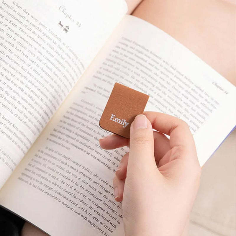Personalized Minimalist Magnetic Leather Bookmark with Engraved Name Birthday Graduation Gift for Book Lovers Bookworm