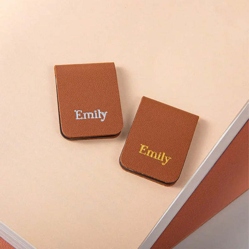 Personalized Minimalist Magnetic Leather Bookmark with Engraved Name Birthday Graduation Gift for Book Lovers Bookworm