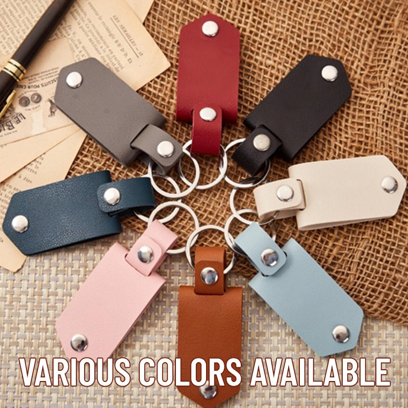 Personalisierter Schlüsselanhänger aus Leder mit Foto und Text als Geschenk zum Jahrestag für Paare