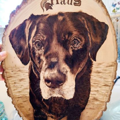 Personalisiertes Haustier Baumstumpf Wachstumsring Portrait