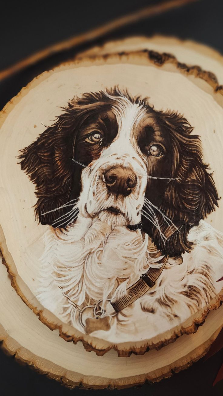 Personalisiertes Haustier Baumstumpf Wachstumsring Portrait