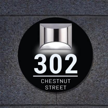 Custom Round illuminated solar door plaque