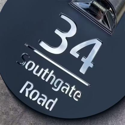 Personalized circular solar light laser cutting house plate