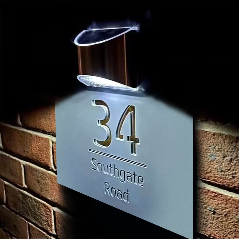 Personalized Modern Solar Light Laser Cutting House Plate