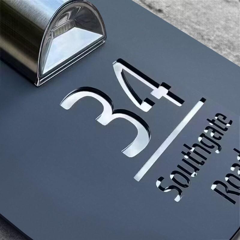 Personalized Modern Solar Light Laser Cutting House Plate